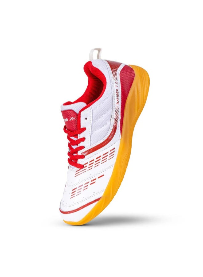 Vector X Ranger 7.0 Power Cushion Synthetic Mesh Badminton Shoes For Men (White/Red) - UK 7 - Image 2